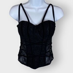 NEW Charlotte Russe Corset Bustier | M | Black Lace | Goth Fairy Grunge Coquette
